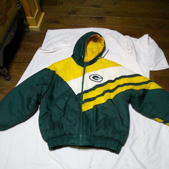 Mens large Logo 7 Green bay Packers hooded zip front puffer winter jacket - Picture 1 of 10